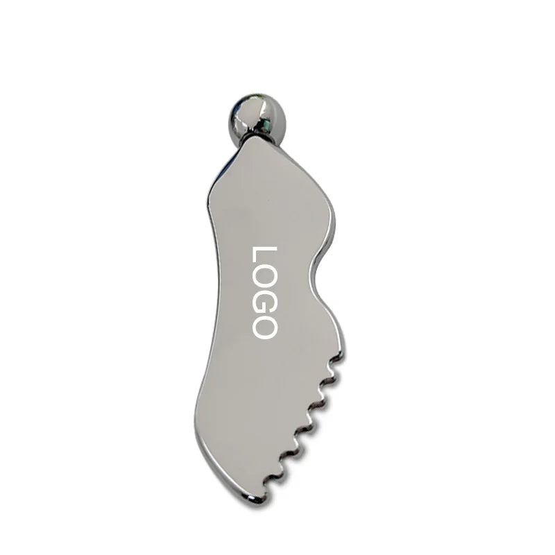 New Logo Wing Steel Gua Sha Branded with Teeth Ball Scraping Board Metal Gua Sha Facial Lifting Tool Stainless Steel Gua Sha