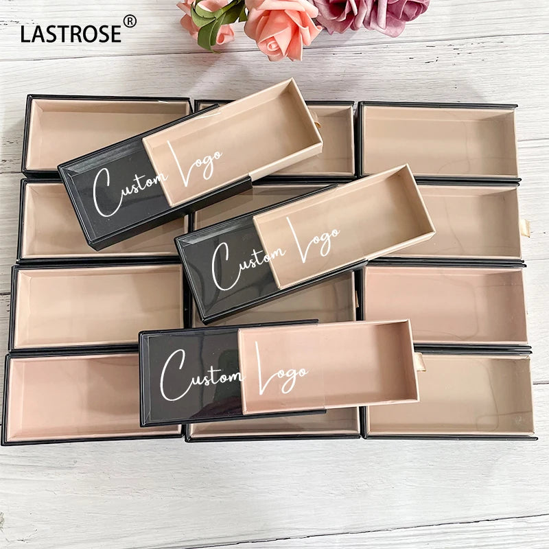 Empty Deals Lashbox Print Your logo Printed Nude Eyelash Packaging Box Glitter Pull Out Lashbox Private Label