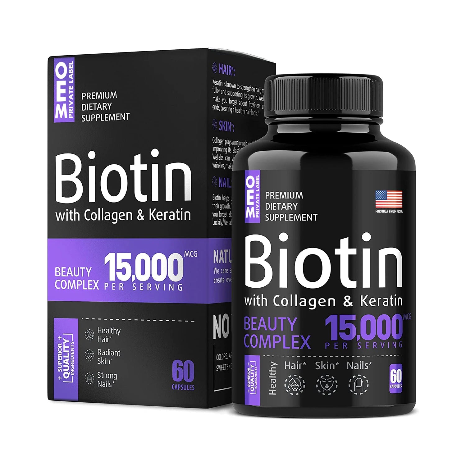 OEM Factory Supply Biotin Powder High Quality Biotin Collagen Biotin Capsules