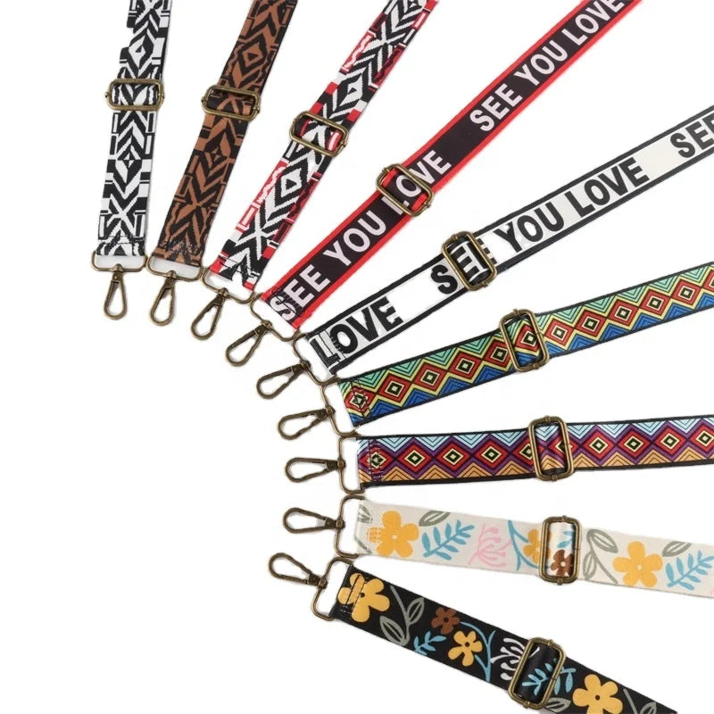 3.8 cm Wide Bag Strap with Printed Webbing for Trendy Style Fashionable Belt with Printed Webbing and Jacquard Design Bag Strap