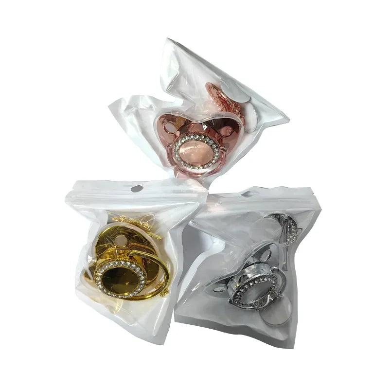 Gold Silver Rose Gold Plain Color Sublimation Baby Pacifier Clip Blank