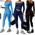 Yoga Outfit Women Sets  Tight Yoga Set Deep Square Collar Skinny Tops and Seamless Butt Lifting Leggings Gym Fitness Set 2Pcs