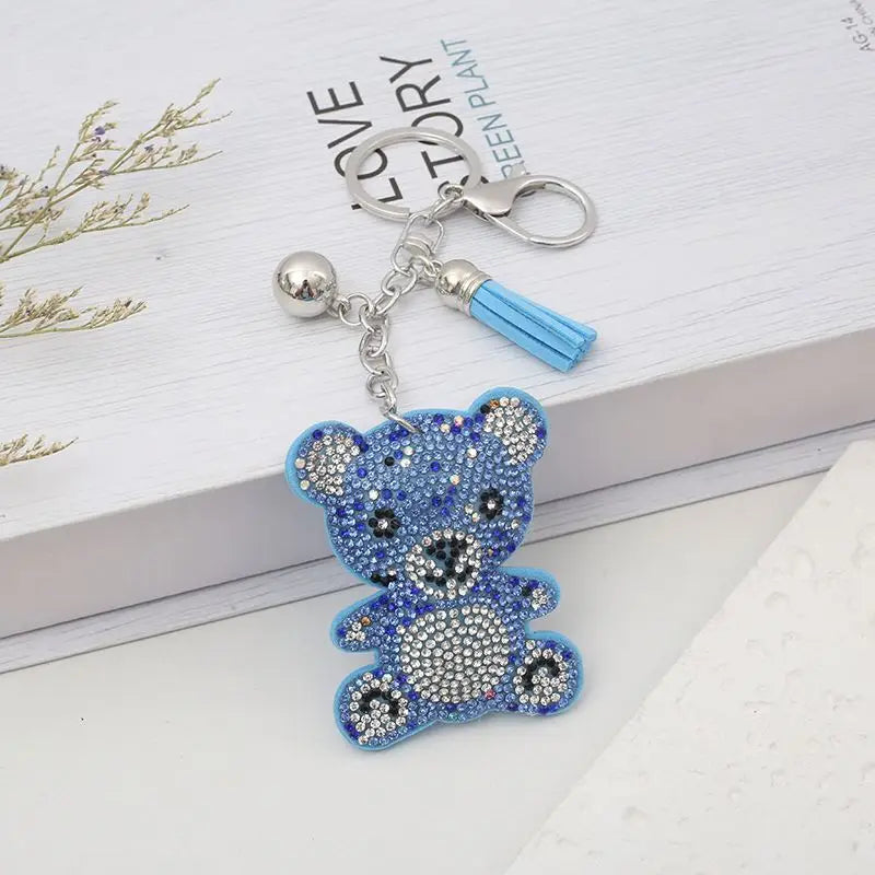 Wholesale Couple Keychain Ring Bag Charm Pendant Cute Keychain Accessories Cartoon studded Diamond Tassels Teddy Bear Key Chains