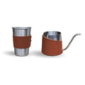 500ML Stainless Steel Hand Kettle with Handmade Leather Cover Pour Over Coffee Kettle and Cup Set