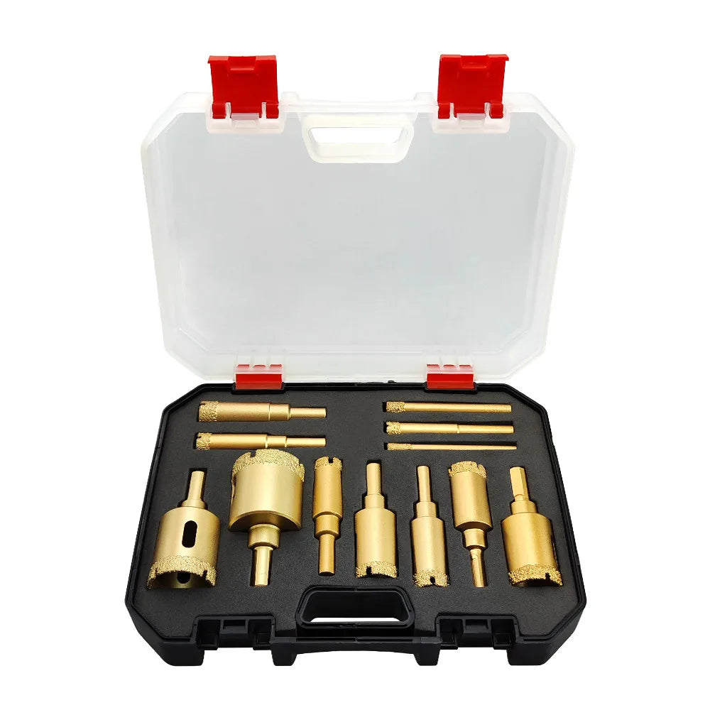Meixiu 12Pcs 6-35mm Diamond Coated Core Drill Bits Set Hole Saw Kit for Masonry Drilling Glass Marble Granite Stone Tile Ceramic