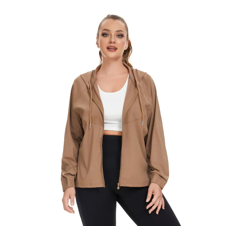 Wholesale Plus Size Breathable Lightweight Print Active Stretch Eco-Friendly Outerwear Fitness Sports Jackets Loose Colored Gym