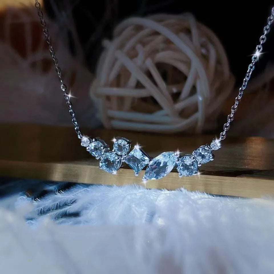 Huitan Stainless Steel Chains Crystal Clear Diamonds Bling Bling Necklaces New Choker Beautiful Necklace Women