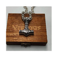316L Thor Hammer Necklace Mjolnir Viking Amulet Large Hammer Pendant Nordic Jewelry with Stainless Steel Chain