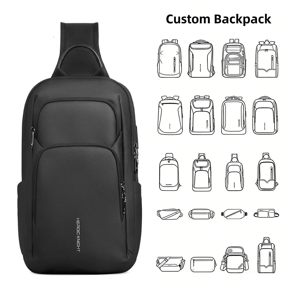 Custom Logo Men's Multifunctional  Messenger Fashionable Bag Outdoor Sports Shoulder Anti Theft Sling Purse Crossbody Bag
