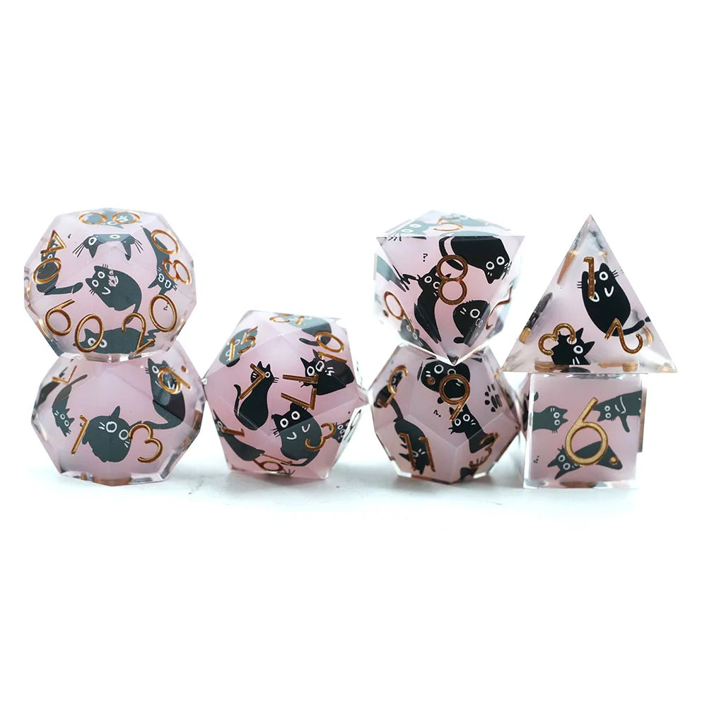 Dnd Liquid Core Dice Set Resin Liquid Core Cat Filled Sharp Edge D&d Dice for Dungeons and Dragon Dice Game