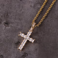 Hip Hop Micro Inlaid Zircon Solid Cross Pendant Fashionable Creative and Trendy Men's Necklace