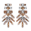 2023 Statement Crystal CZ Leaves Dangling Earrings Long Colorful Rhinestone Crystal Leaf Earrings for Women