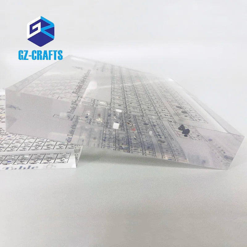Counter Crafts Display Block Clear Acrylic Periodic Table of Real Chemical Element