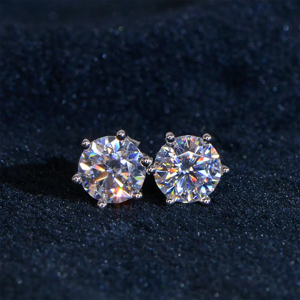 Jewelry Luxury 925 Sterling Silver Moissanite 6MM 1CT Round Hoop Earrings for Women