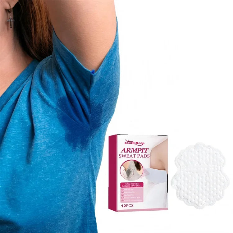 South Moon 12pcs Armpit Sweat Pads Underarm ultra Thin Breathable Anti Sweat Pads Disposable Wet Marks Avoiding Underarm Pads