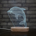 Cool Dolphin Style Animals Theme 3d Led Lamp with Oval Shape Base RGB Colorful  Kids Room Night Light