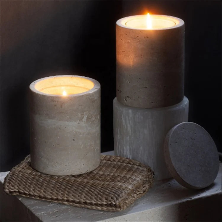 Christmas Manufacturer Handmade Europe Style Luxury Modern Creative Wedding Home Decoration Natural Travertine Candle Jar