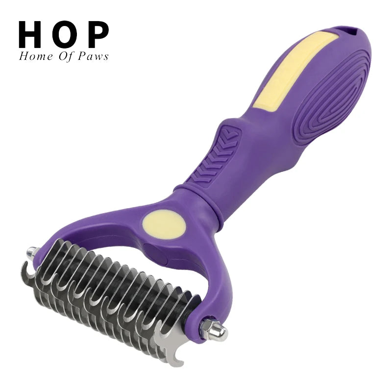 Factory Wholesale Double Sided Pet Hair Removal Brush Fur Knot Cutter Cat Dog Dematting Grooming Rake Comb