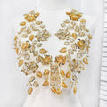 Luxury Gold Sequin Embroidered Floral Applique Patch for Dress Hat Neckline Decoration Handmade Mesh DIY Garment Sewing