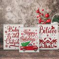 Putuo Decor Joyful Merry Christmas White Wooden Box Sign Holiday Gift Christmas Party Ornament Decoration