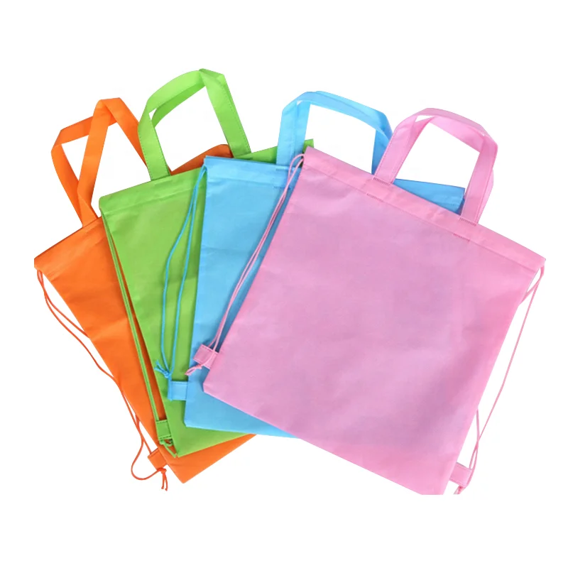 Promotion Durable Custom Printed Logo Non-Woven Drawstring Bag for Clothing Shoes and Dust Packing for Shopping