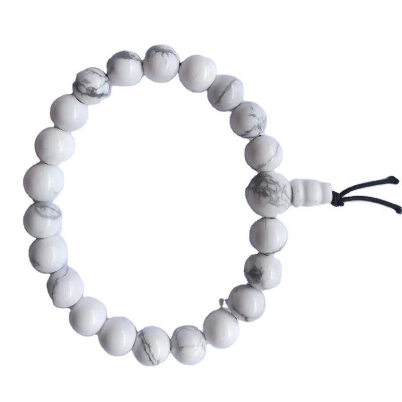 Natural Gemstone Hand-made Healing Howlite Buddha Beads Bracelet