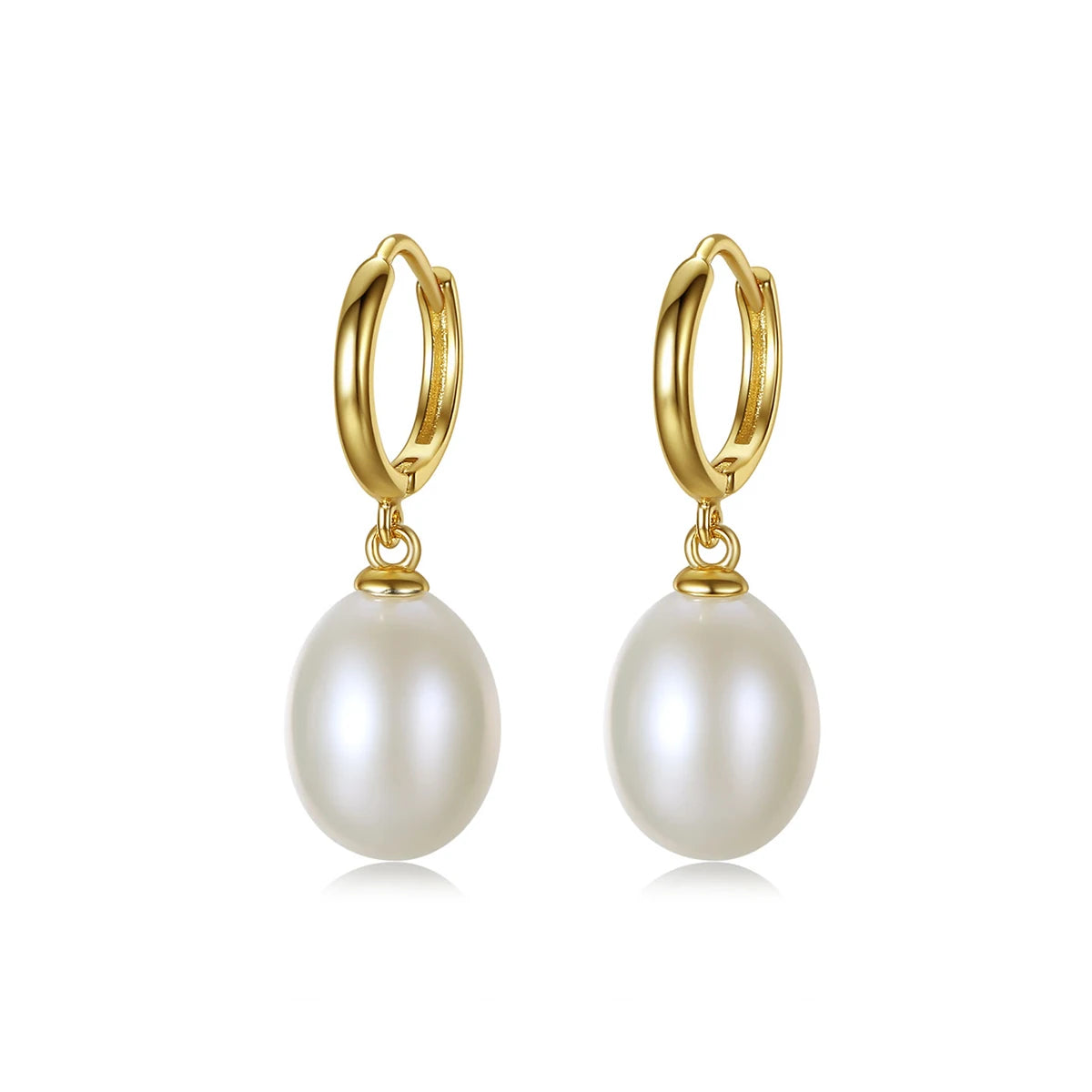 Daidan Pearl Earrings 18K Gold Plated Classic Silver 925 Hoop 925 Silver Drop Real Pearl Hoop Earring