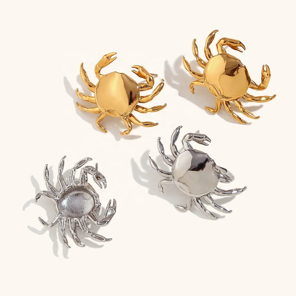 Dingran Earrings Women Luxury Crab Stud Earrings Gold Plated Stainless Steel Fashion Jewelry Earrings