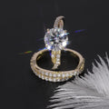 14k Yellow Gold Moissanite Ring Set 2 Carat Created Moissanite Engagement and Band Ring