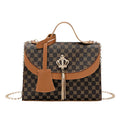 Fashion Printed Women Bag Mental Chain Crown Tassel square Shoulder Bag  Lady Messenger Crossbody Retro Bag