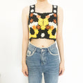 Teal Handmade Women's Cropped Lace Tank Tops Polyester/Cotton Embroidery New Design Straight Cut Adjustable Strap Square Pattern