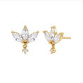 LOZRUNVE Sterling Silver Delicate Jewelry Cubic Zirconia Hanging Flower Marquise Stud Earring Women