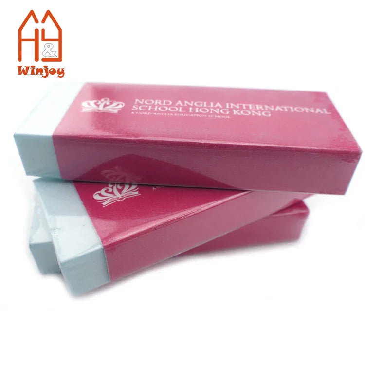Wholesale Bulk Packing School Office Using Custom Design Printed Eraser Gomas De Borrar Retangular White Eraser Rubber Pencil