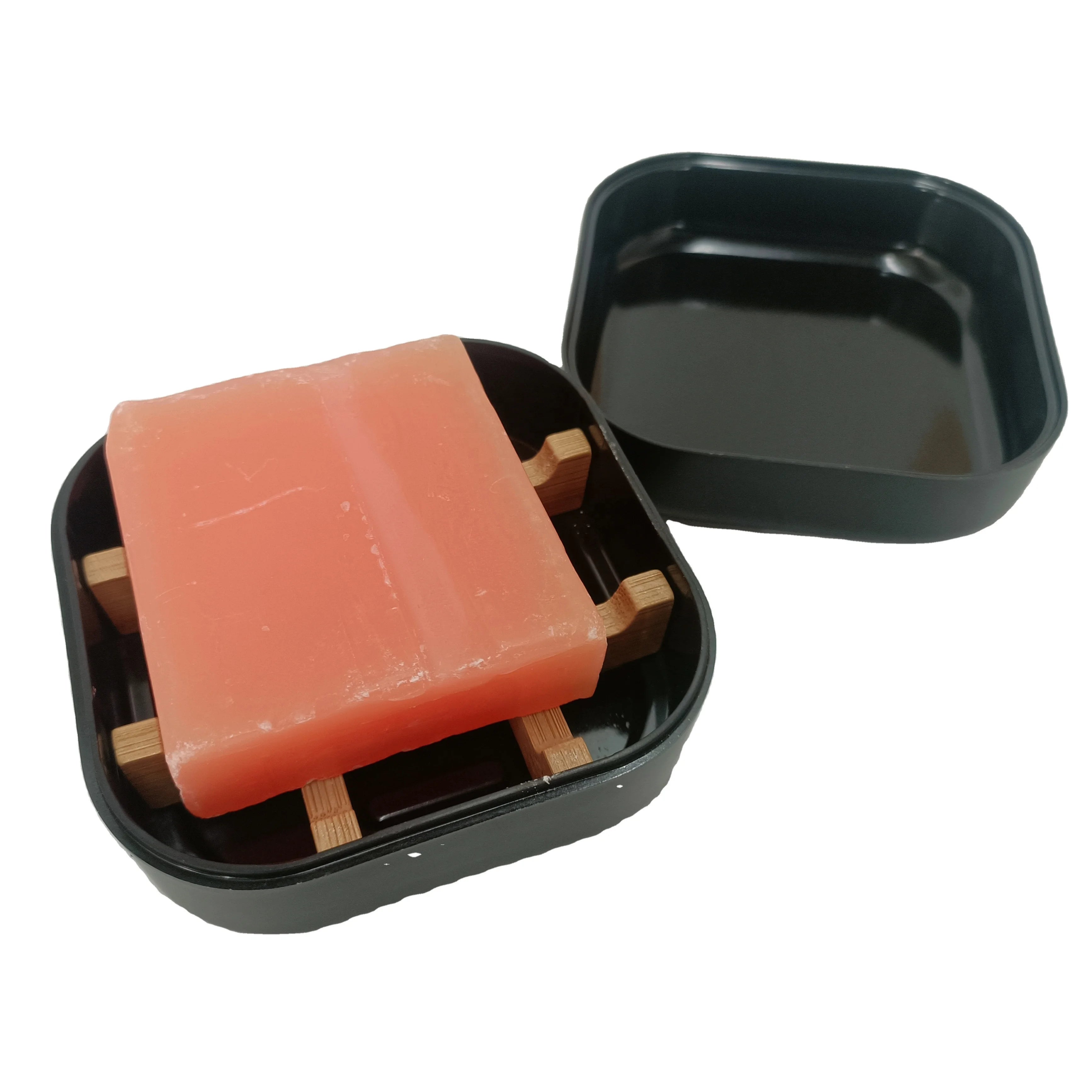 Eco-friendly Plastic-Free Modern Luxury Design Bathroom Square Soap Rack Stand Cases Travel Bamboo Shampoo Bar Holder Soap Dish