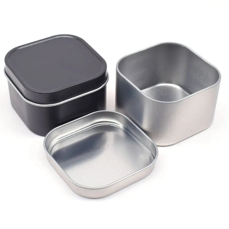 RTS Empty Food Grade Silver Black Small Square Tea Candy Tin Container Metal Gift Packaging Boxes Tin Cans for Tea