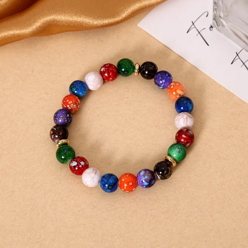 Healing Crystals Bracelet Handmade Fashion Beads Bracelet Elastic Yoga Beads Bracelet Bangle Gifts