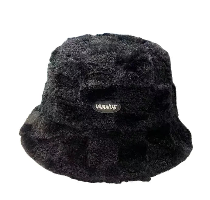 Winter Solid Color Plush Fisherman Hat Children's Versatile Thickened and Warm