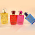 New Arrival Colored Fine Mist Spray Glass Bottle with clear Cap Electroplating Empty square Glass Refillable Perfume Bottle 50ml