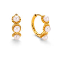 Milskye Korean Style Jewelry Wedding Unique Exquisite 925 Silver 14k Gold Plated Pearl Huggie Hoops Earrings