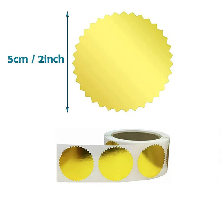 Custom Gold Metallic Certificate Sealing Labels Awards Legal Embossing Stickers Gold Embossing Wafers