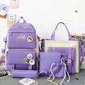 5pcs Per Set Ins Style Large-capacity Senior High School Student School  Female Korean Version Cartoon Tote Backpack Junior
