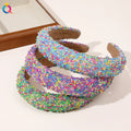 QIYUE Women Rainbow Colorful Wide Headband Hair Band for Party Wedding Anniversary