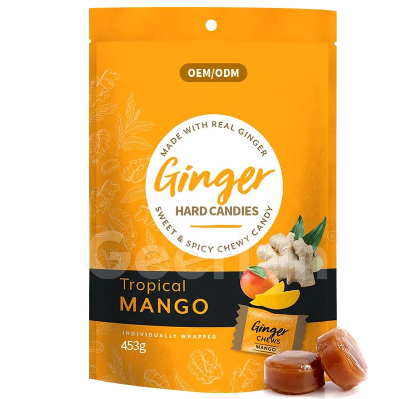 OEM Private Label Natural Ginger Chew Candies Support Nausea and Digestion Aid B12 Ginger Hard Candy