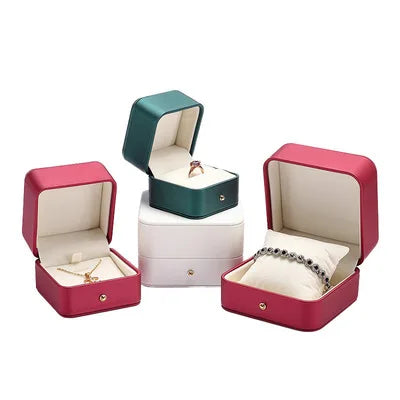 Luxury Pu Leather Paper Ring Pendant Necklace Jewelry Packing Box