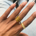 Initial Letter Rings for Women Open Adjustable Stainless Steel Gold Color Ring Gothic Old English Alphabet Jewelry Anillos Mujer