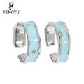 Fine Irregular Blue Enamel Ring With Zircon 925 Sterling Silver Fashion Beach Rings for Womens Custom Ocean Jewelry Wholesale