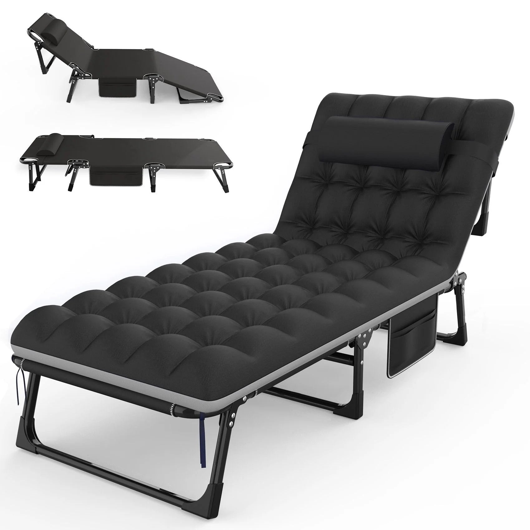Portable Industrial Style  Metal Single Bed Compact Folding Nap Bed for Travel and Warehouse Use Stainless Steel Frame