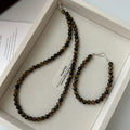 925 Sterling Silver Handmade Tiger Eye Beads Beaded Bracelets Necklaces Women Fine Jewelry