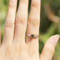 Huitan Beautiful Super Dainty Flower Olive Green Round Shiny Marquis Gemstone Zircon Rings Lovely Girls Lady Gold Flower Rings