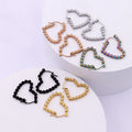 French Style Colorful 18K Gold Plated Stainless Steel Ball Beaded Heart Hoop Earrings Minimalist Heart Hoops Earrings for Women